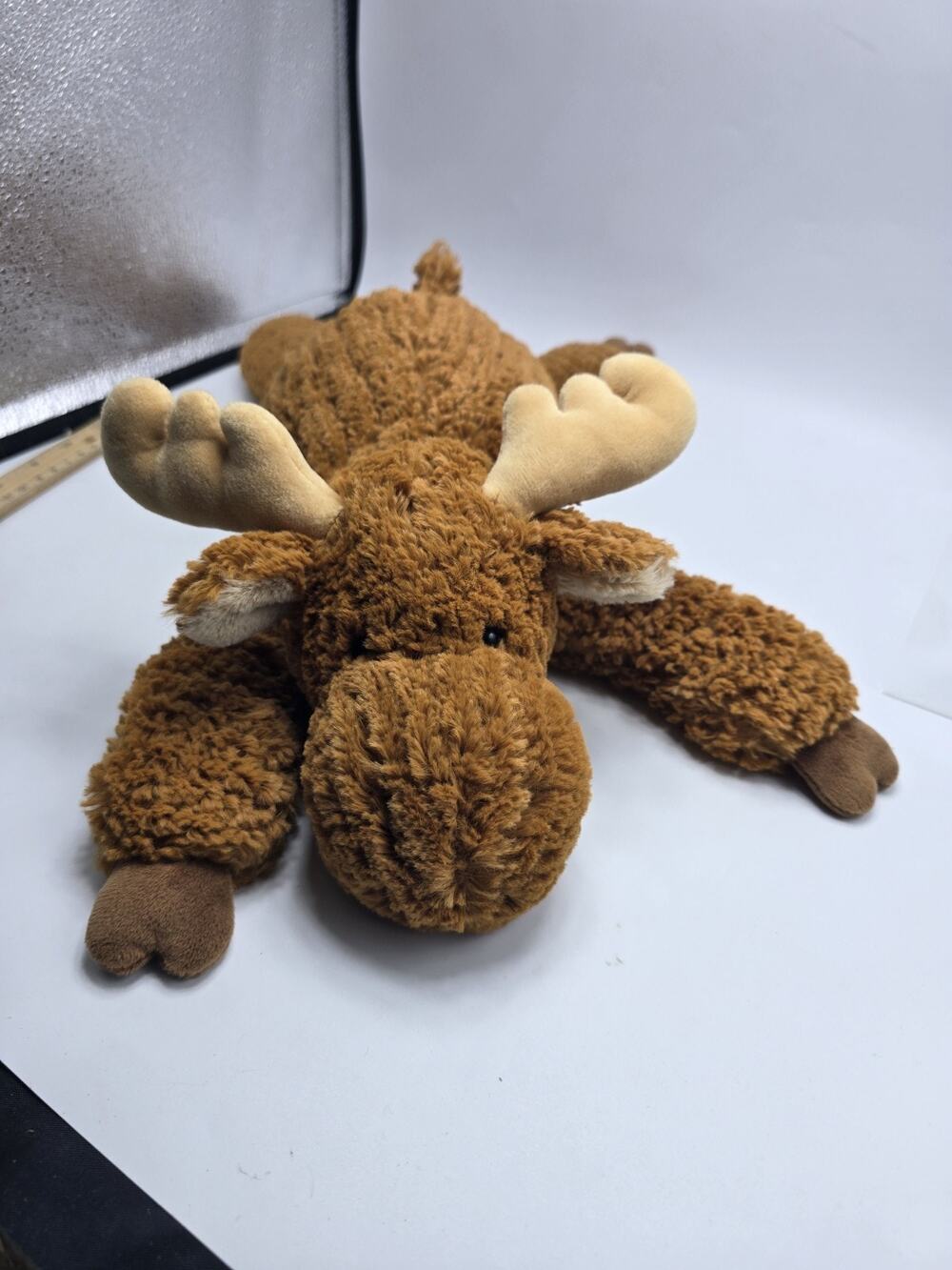 Mary Meyer Plush Cozy Toes Moose Brown Laying Floppy Fluffy Striped Textured 18”